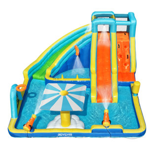 11-In-1 Kids Inflatable Water Slide Park With Dual Slides, Climbing Wall & 15" Pool – 750W Blower, Ages 3-8