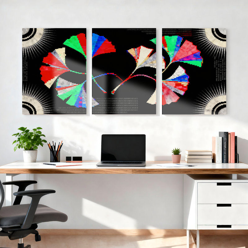 "Abstract Art", impression géométrique multicolore (ensemble de 3), H 18 po x l 36 po