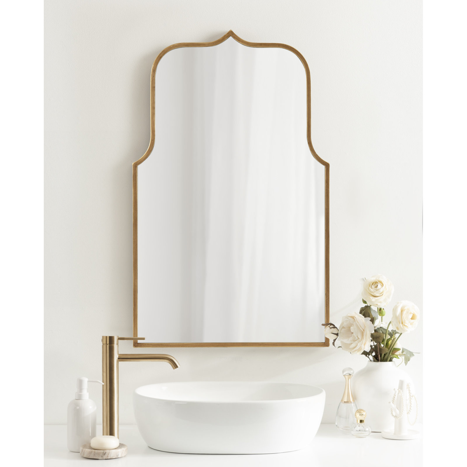 Keris Wide Arch Mirror, Gold, 36" x 22"