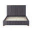 Structure de lit grand format moderne avec structure de lit grand tapissier et tête de lit avec tête de lit en tissu et lattes de bois, sommier non requis, sommier gris foncé-1851621034
