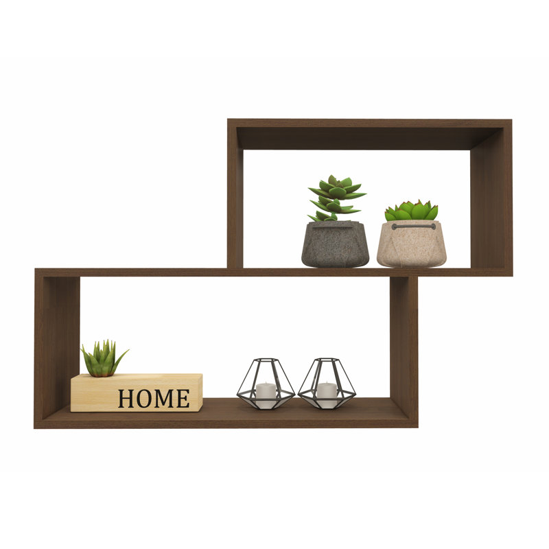 Jhosue 2 Piece Square Cube Shelf, Dark Brown