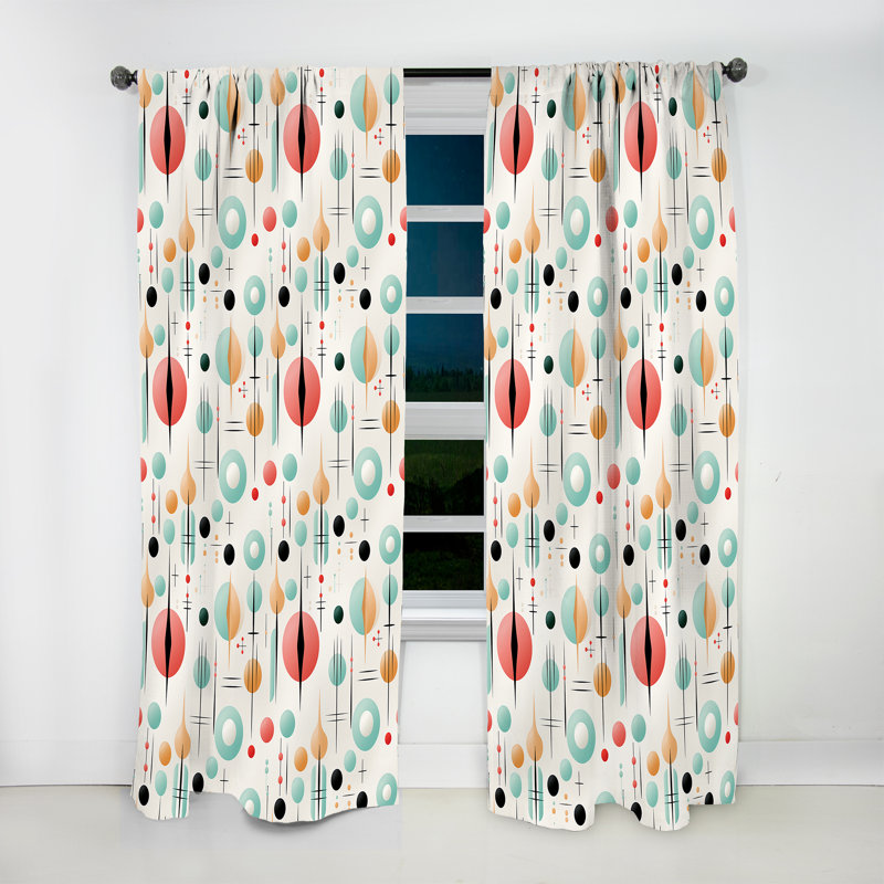 Pastel scandinave géométrique formes V - rideau obscurcissant géométrique abstrait - 1 panneaux, L 52 po x L 120 po