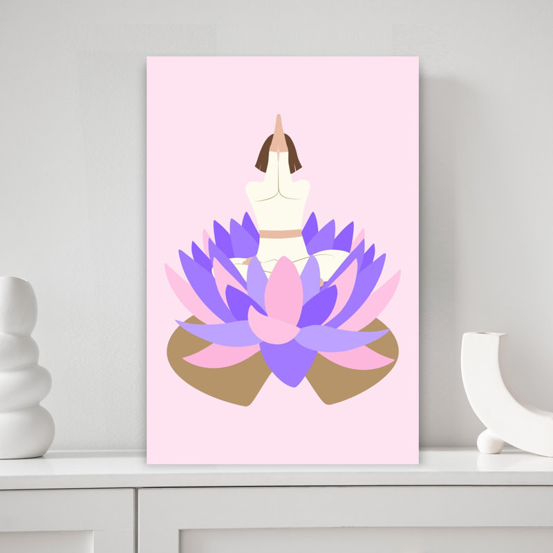 Art contemporain, fleur de lotus, H 12 po x l 8 po