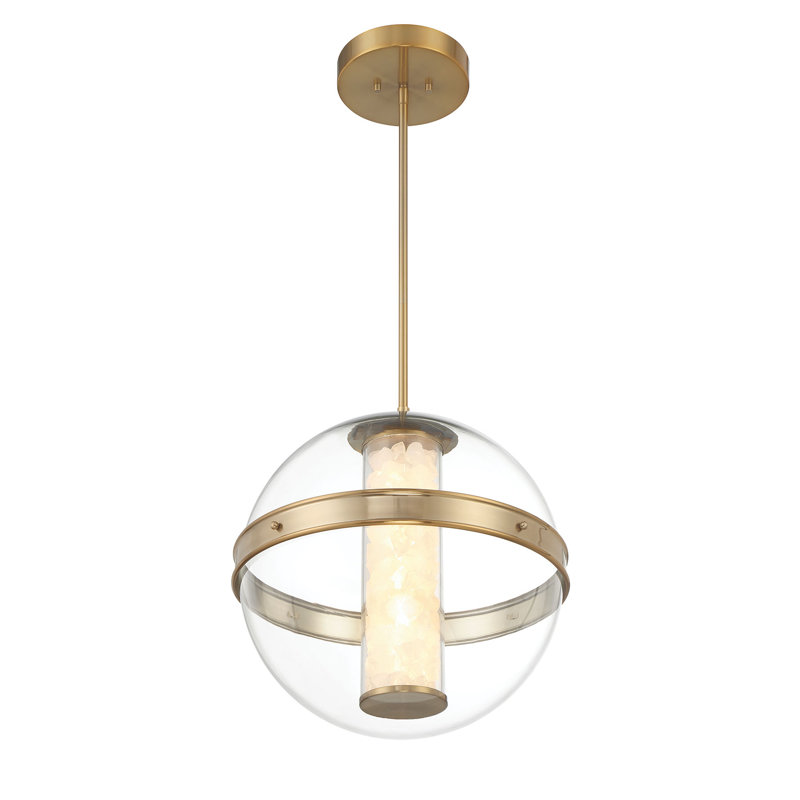 Brayden Studio® Gokul - Wide Led Pendant In Celeste Brass Finish, 18.38" H x 16.63" W x 16.63" D, 4