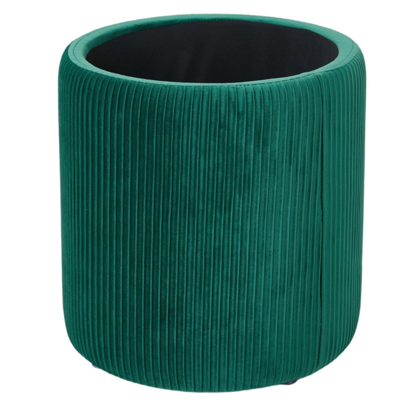 37.5cm Wide Velvet Cylinder Striped Standard Ottoman, Green