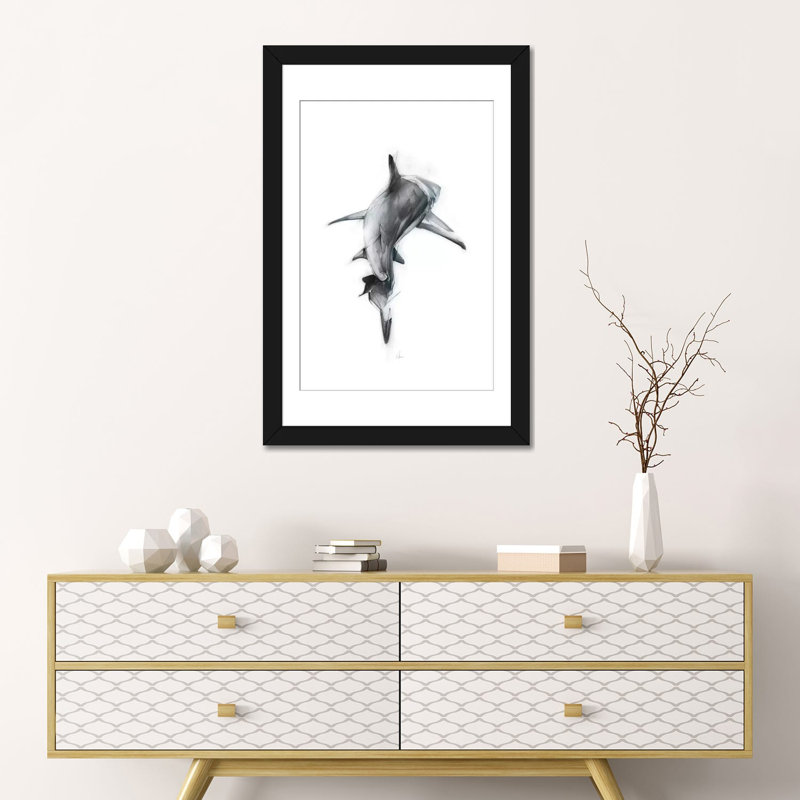 " Shark III " by Alexis Marcou, Black Framed Fine Art Paper, 24" H x 16" W x 1" D