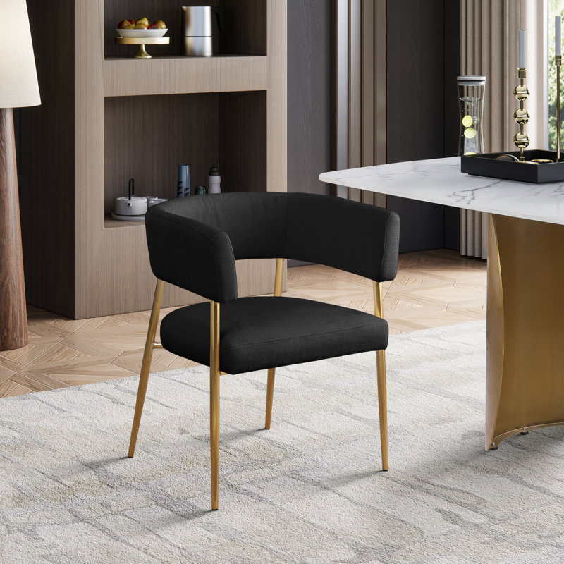 Chaise Kleanthi, Tissu texturé en lin noir