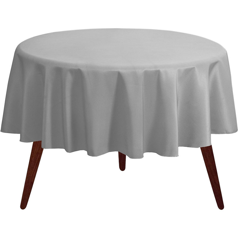 Ambee Round No Pattern Polyester Tablecloth, 70" Round, Silver
