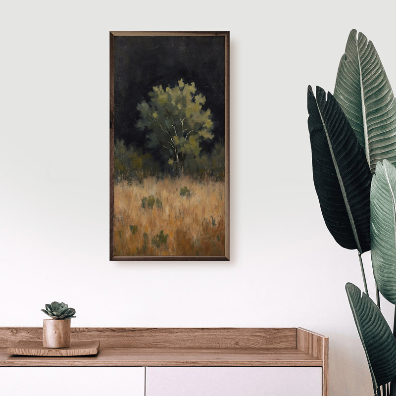 Champ d'herbe avec arbre, 16" H x 8" W