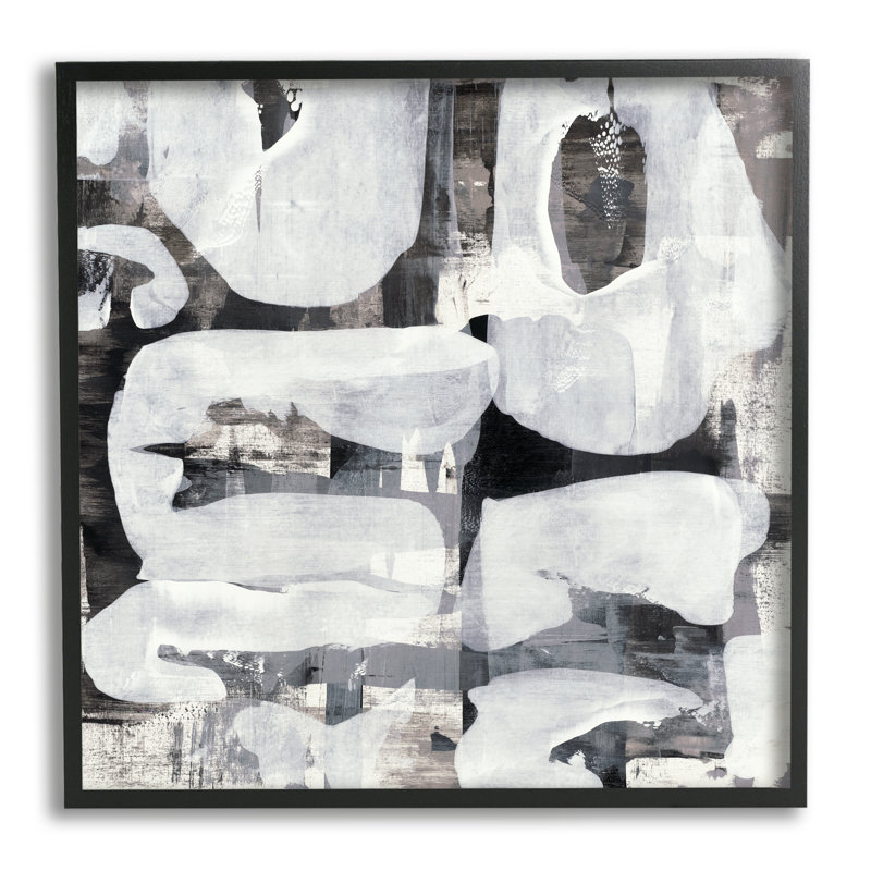 «Layered Shapes Collage», art mural texturé par Jeff Iorillo, Giclée encadrée noir minuit, H 12 po x l 12 po x P 1,5 po