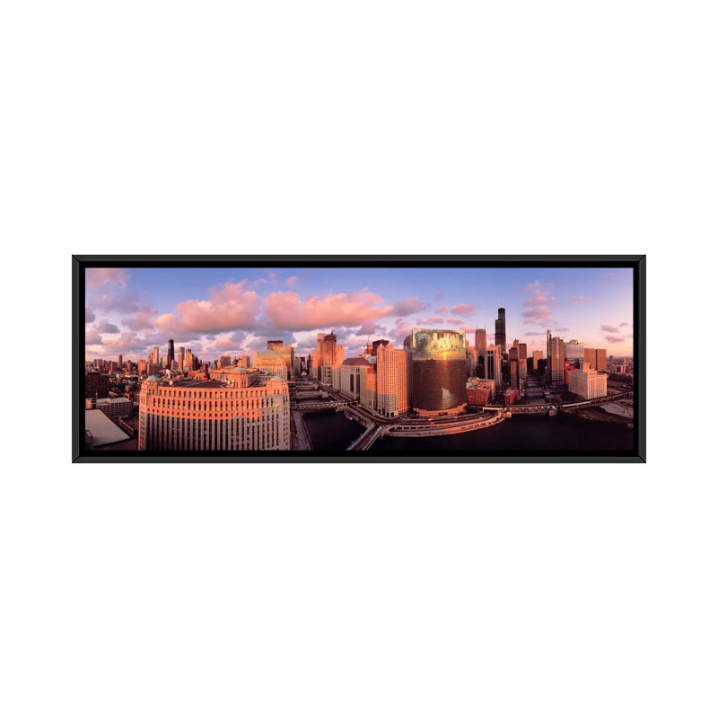 «Chicago IL», reproduction de photo sur toile, H 12 po x l 36 po x P 1,5 po, Cadre noir