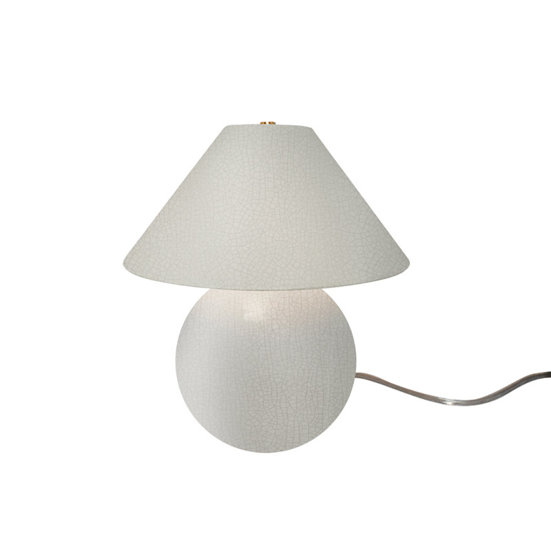 Lampe de table en céramique Caroldine, Blanc craquelé, H 12 po x l 11 po x P 11 po