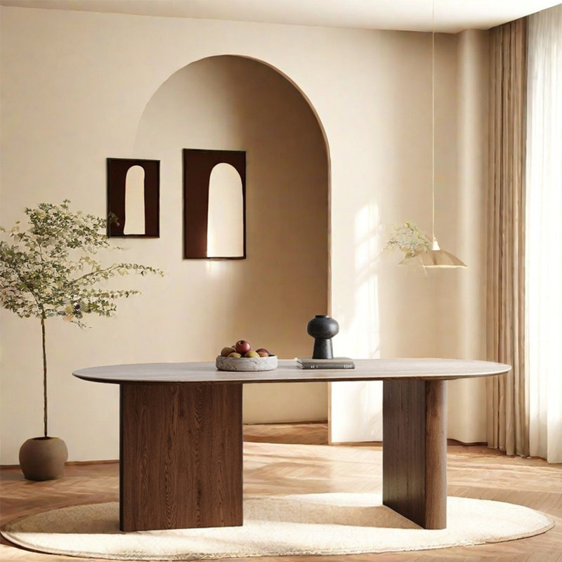 Table de salle à manger ovale de style français, H 29,53 po x L 62,99 po x l 31,5 po