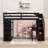 6 Drawers Twin Loft Bed With Desk, Shelves, Storage Staircase And Safety Guardrails-1507360107