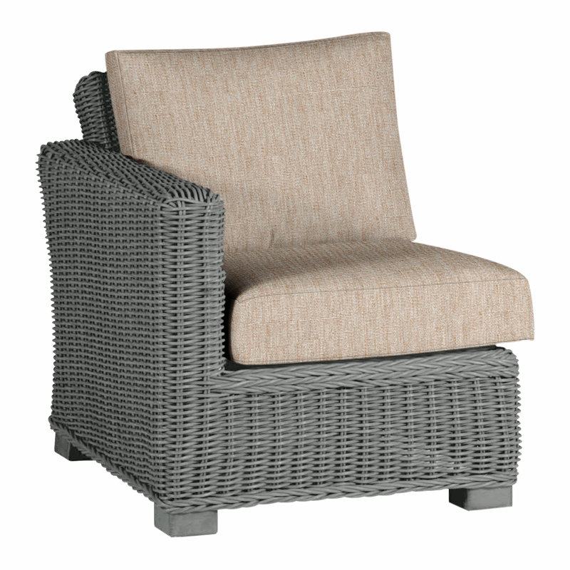 Canapé modulaire d'extérieur en résine tressée rustique N-Dura, Gris ardoise, Pas de soudure, Toile sable