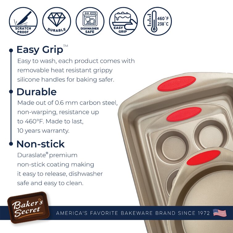 Baker's Secret Bakeware Set 5pcs - Easy Grip Collection Gold