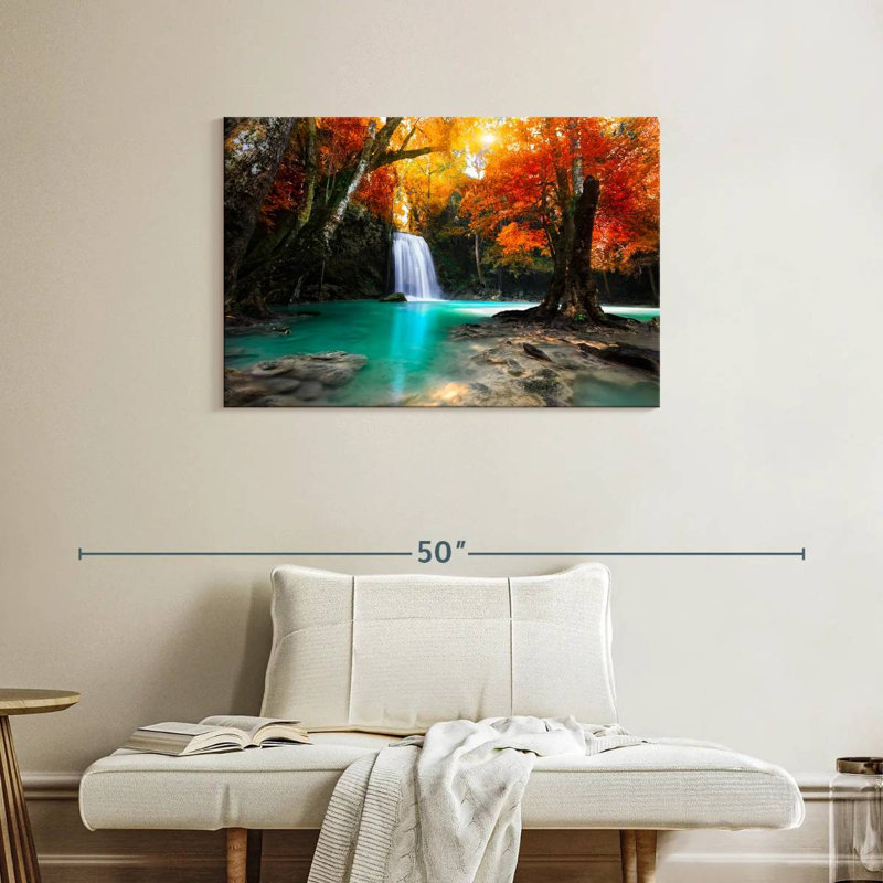Alvord Autumn Forest Waterfall, 24" H x 36" W