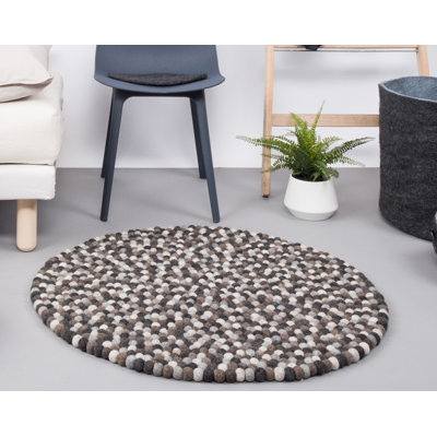 Round Geometric Wool Hand Woven Area Rug
