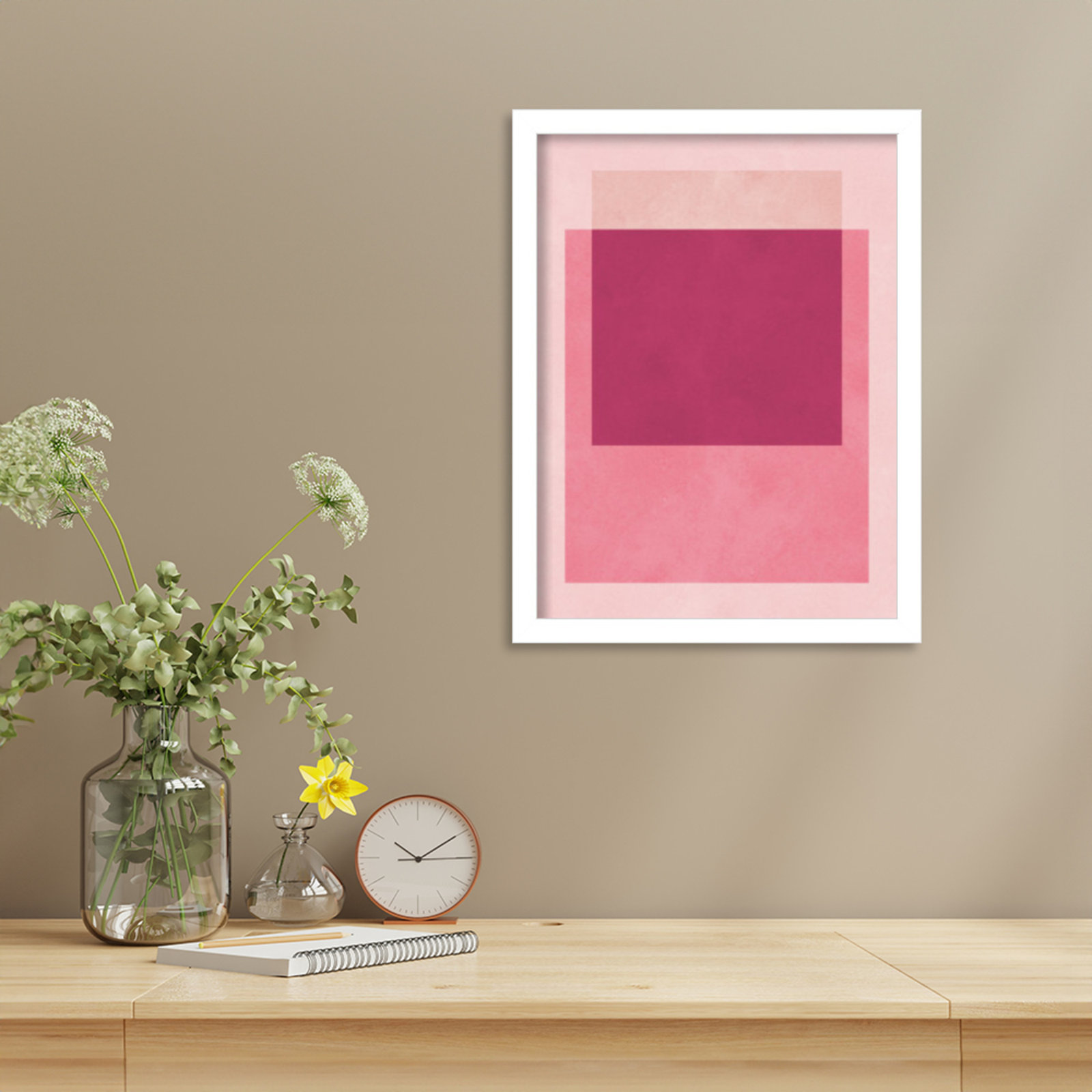 Overlapping Geometry 12 Print, White, 17" H x 13" W