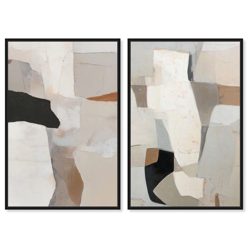 "Antique Walls", reproduction d'art sur toile, ensemble d'art bohème neutre par Art Remedy, cadre noir, 20 x 30, Black Frame