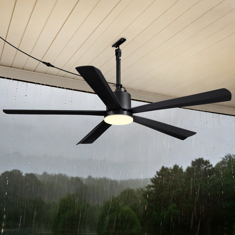 Ventilateur de plafond étanche 54 po à 5 pales avec protection contre les intempéries avec lumières DEL à intensité variable et télécommande 