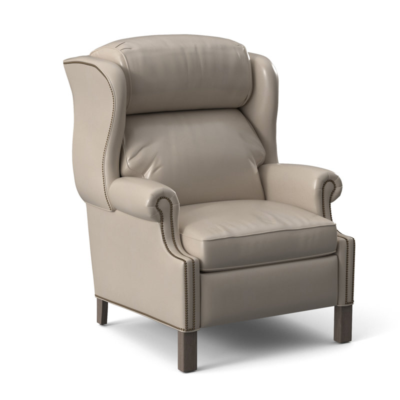 Chippendale Recliner, #9 Natural, Outsider Raven Genuine Leather, Stone