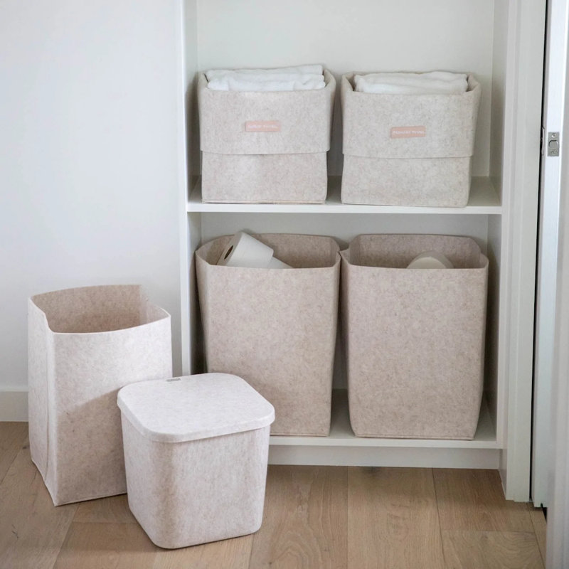 Bac de rangement en feutre , Beige