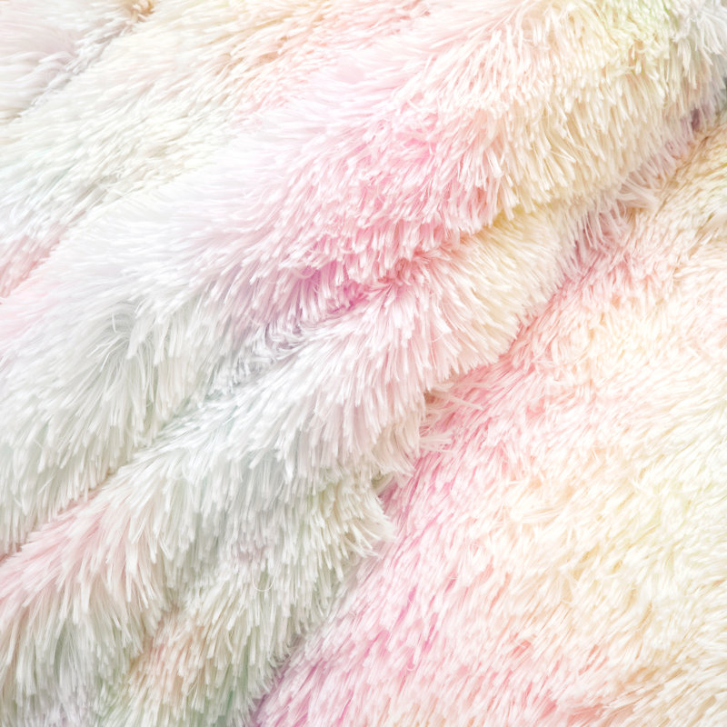 Rainbow Faux Fur Twin Comforter Set with Pillow Sham