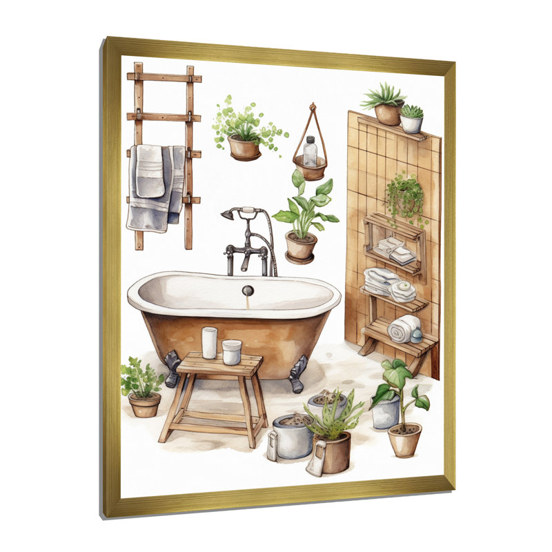 Décor de salle de bain naturel XX XXIV, H 34 po x l 44 po x P 1,5 po, Cadre doré à une seule photo