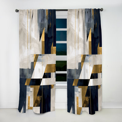 Rideau moderne - Velours obscurcissant - 1 panneau doré doré et bleu harmonieux