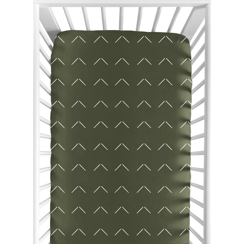 Arrow Fitted Crib Sheet, Hunter Green/White