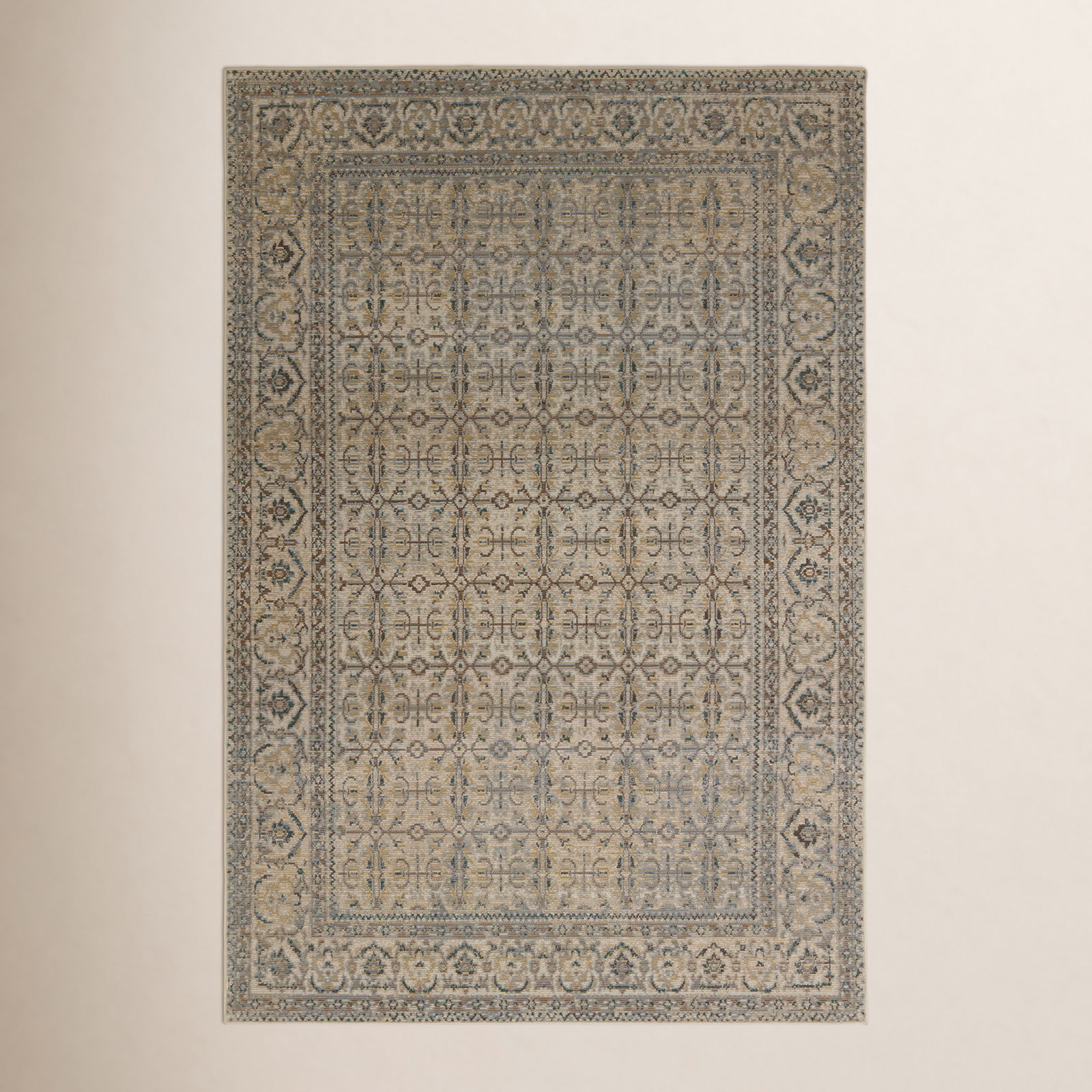 Devoris Gray Brown Oriental Rug, Rectangle 4' x 5'7"