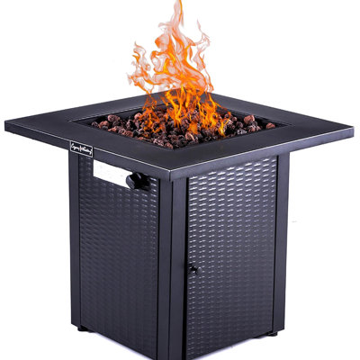 Outdoor 28in Gas Propane Fire Pit Table, 50,000btu, With Lid, & -look, Lava Stone, Adjustable Flame, For Patio Garden Backyard Table Outdoor, Style,