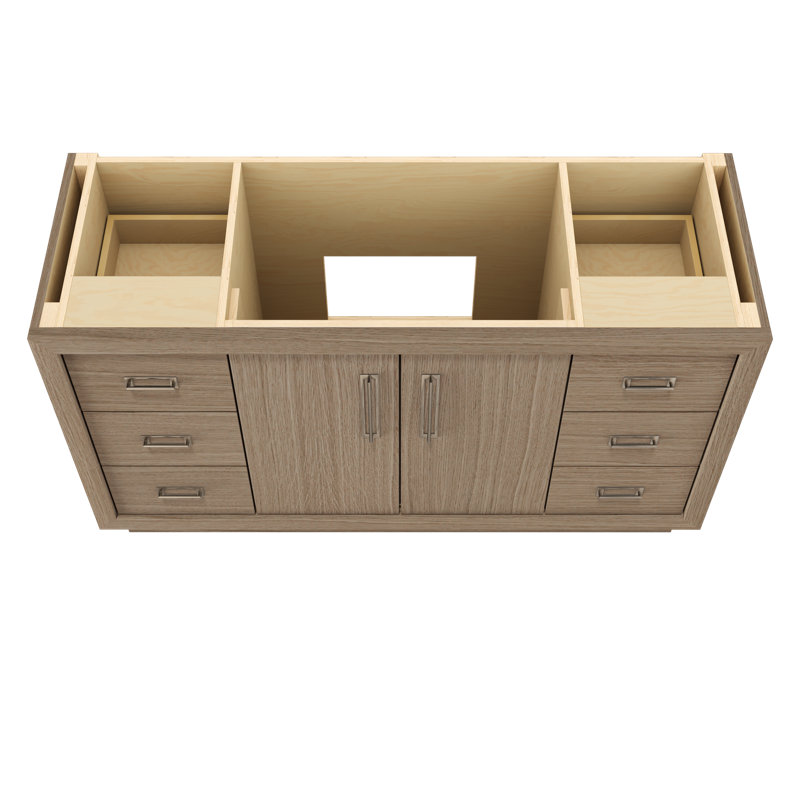 Avalon Single Extra Wide Bath Vanity, Natural Weathered, Satin Nickel, 60"