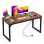 Bureau de 63 pouces avec prises de courant et USB-C, bureau plus profond et plus épais, tubes en métal robustes, bureau d'ordinateur, bureau de bureau robuste, bureau de jeu pour le bureau à domicile-1192733566