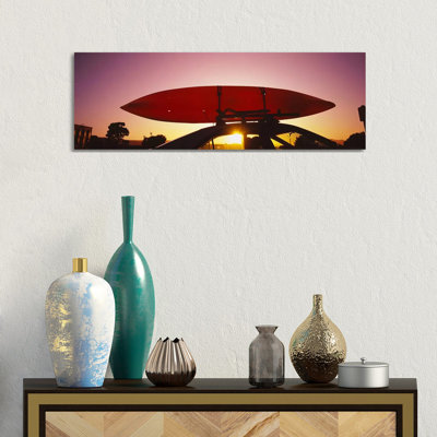 Close-Up Of A Kayak On A Car Roof At Sunset, San Francisco, California, USA #2 - Wrapped Canvas Panoramic Print