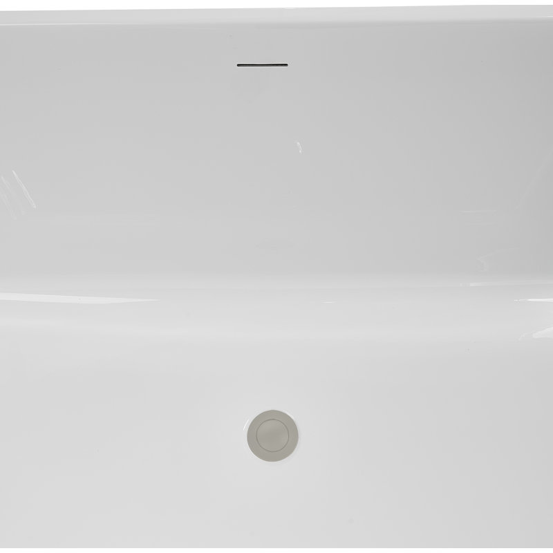63" Streamline Soaking Freestanding Tub and Tray With Internal Drain, Brushed Nickel