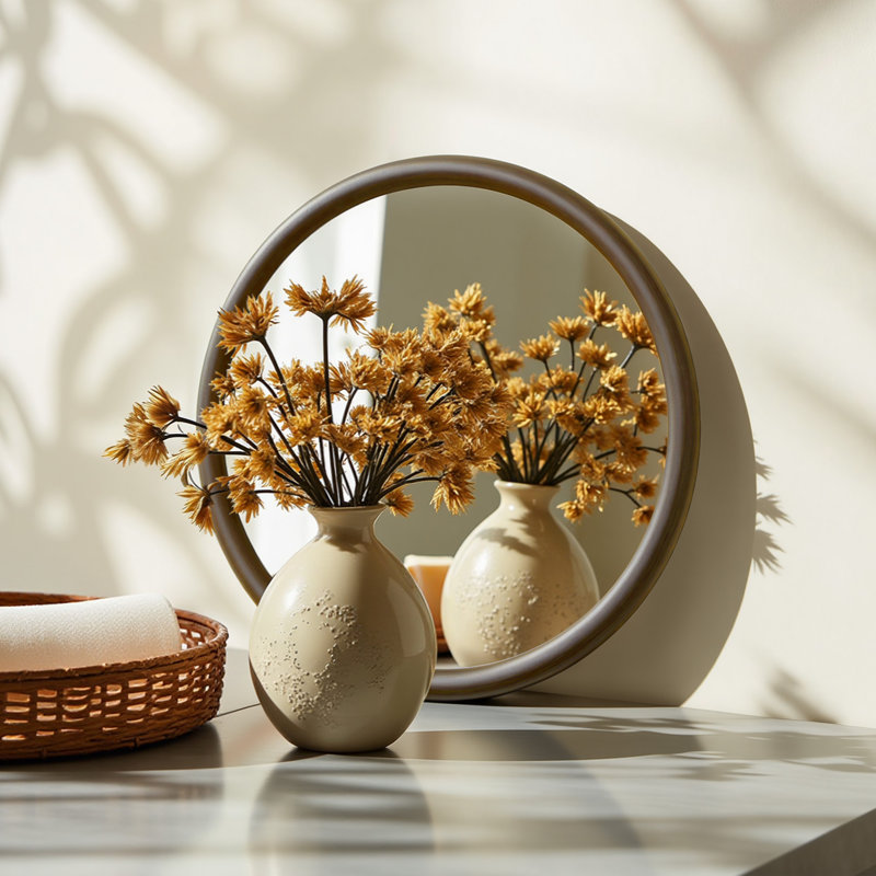 Miroir mural 24 po 24 po Leyburn, 24 po x 24 po, Noyer foncé