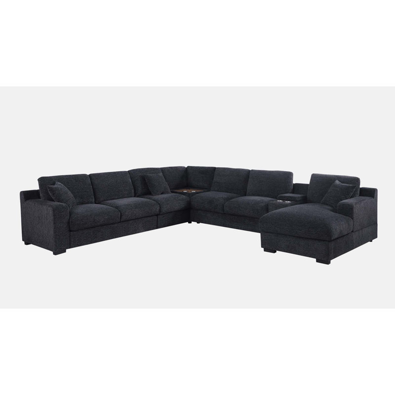 141.5'' Chenille Sofa, Dark Gray Chenille