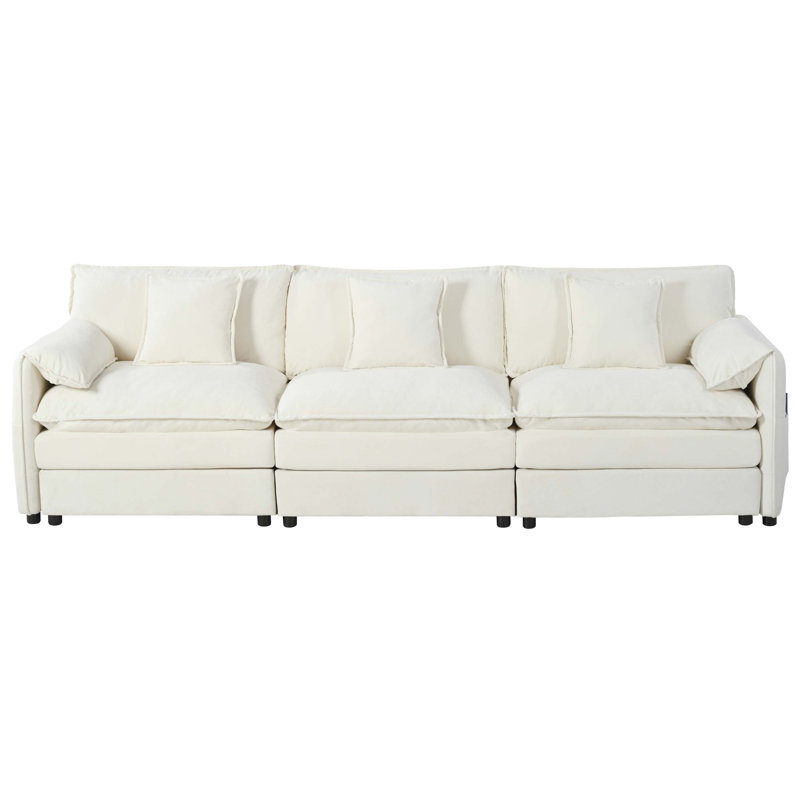 Canapé modulaire surdimensionné confortable avec plusieurs caractéristiques fonctionnelles, Beige