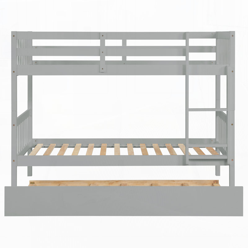 Lit en bois avec lit gigogne, Gris