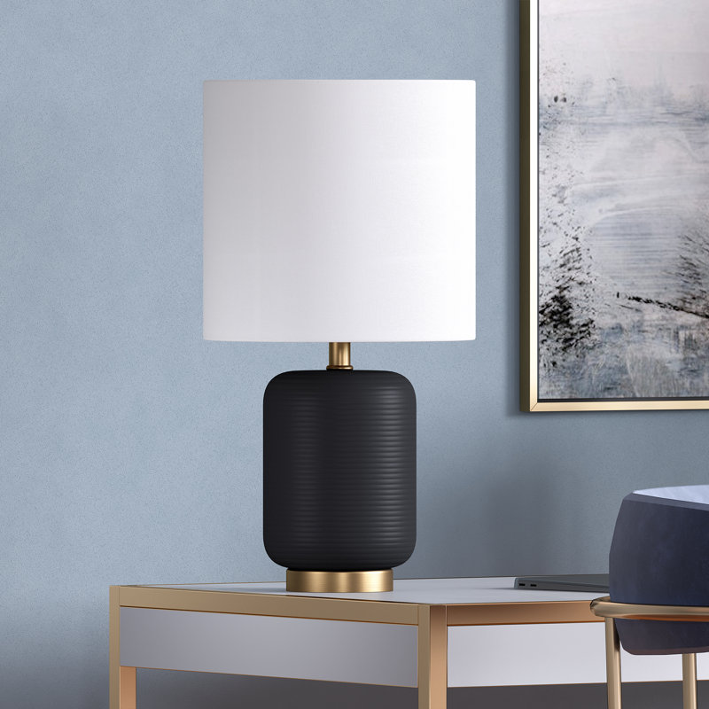Lampe de table 15 po Gracie, Noir mat / laiton brossé