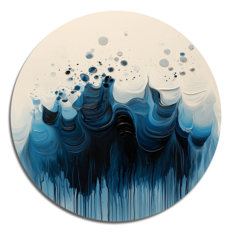 «Rhythmic Driauge Drip Paint Eruption I» - décoration murale ronde en métal, H 29 po x l 29 po