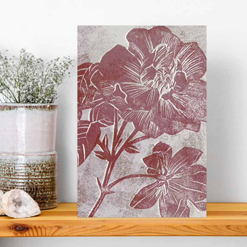 «Rustic Maroon Blooms Classic Elegant Organic Organic Nature», art mural, H 18 po x l 12 po
