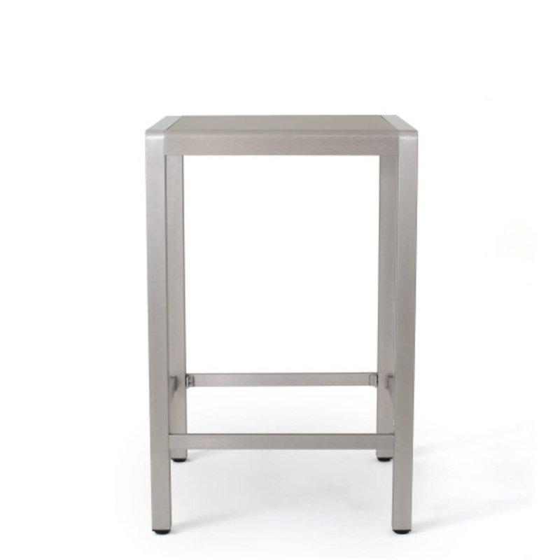 Table de bar d'extérieur 43 po - Structure en aluminium, plateau en verre, finition grise