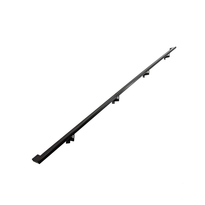 Modern Aluminum Handrail Grab Bar Kit, Adjustable Steel Brackets, Returns to Wall, Powder Coat, 10' W, Black