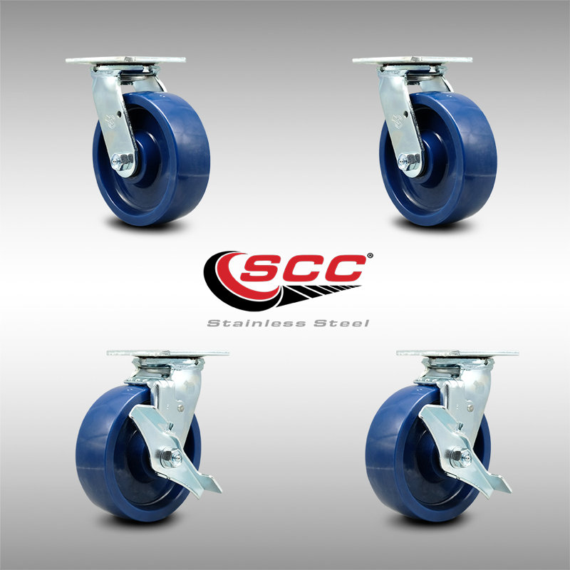 4 Piece Steel Solid Poly Caster Set