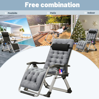 Folding Zero Gravity Chair with Cushions for Indoor & Outdoor by JTANGL