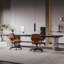 Ensemble de bureau et de chaise rectangulaire simple et moderne en bois massif.-107664467