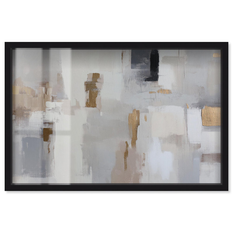 «Neutral Nexus III Shadowbox Print Abstract Decor» par Art Remedy, H 25 po x l 37 po, Noir